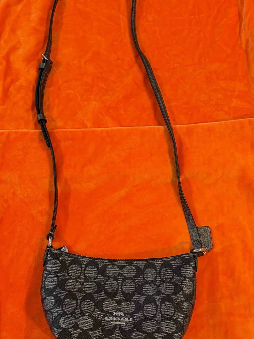 Coach Black Signature Canvas Crossbody with Silver Logo
